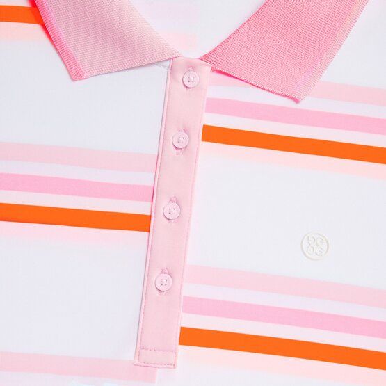 G/Fore OFFSET GRADIENT STRIPE RIB COLLAR TECH JERSEY Halbarm Polo rosa von G/Fore