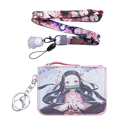 Geldbörse für Herren und Jungen, Anime-Geldbörse, Kreditkartenetui mit Umhängeband, Blaues Nezuko, Demon Slayer Geldbörse Lanyard von G-Ahora