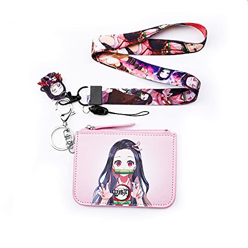 Herren Jungen Demon Slayer Geldbörse Anime Geldbörse Kreditkartenetui mit Demon Slayer Lanyard, Nezuko, Demon Slayer Geldbörse Lanyard von G-Ahora