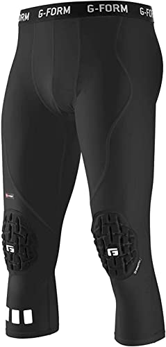 G-Form Pro 3/4 Padded Compression Pants - Kompressions-Trainingshose für Männer - Schwarz, Erwachsene Medium von G-Form