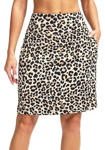 G Gradual 50,8 cm lange Golf-Skorts, Röcke für Damen, mit 7 Taschen, knielang, sportlich, bescheiden, langer Tennisrock für Damen, Leopard, X-Groß von G Gradual