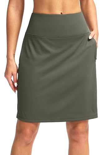 G Gradual 50,8 cm lange Golf-Skorts, Röcke für Damen, mit 7 Taschen, knielang, sportlich, bescheiden, langer Tennisrock für Damen, Salbeigrün, Klein von G Gradual