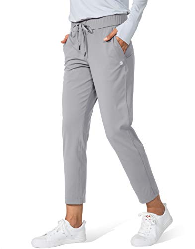 G Gradual Damenhose mit tiefen Taschen, 7/8-Stretch-Sweathose für Damen, athletisch, Golf, Lounge, Reisen, Arbeit, Hellgrau, M von G Gradual