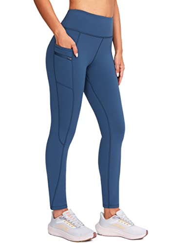 G Gradual Damen Fleece Gefüttert Winter Leggings mit Taschen Wasserabweisend Hohe Taille Thermo Warm Hose Laufen Wandern, dunkelblau, Groß von G Gradual