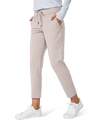 G Gradual Damen Hose mit tiefen Taschen 7/8 Stretch Sweatpants für Frauen Athletic, Golf, Lounge, Arbeit, Hellkhaki, X-Klein von G Gradual