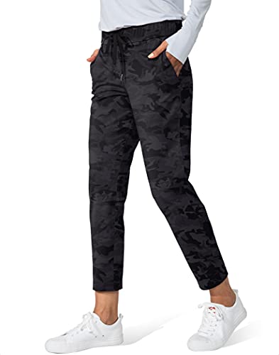 G Gradual Damen Hose mit tiefen Taschen 7/8 Stretch Sweatpants für Frauen Athletic Golf Lounge Arbeit, Schwarz-Camo, Mittel von G Gradual