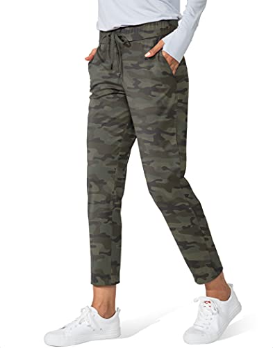 G Gradual Damen Hose mit tiefen Taschen 7/8 Stretch Sweatpants für Frauen Athletic Golf Lounge Arbeit, grün camo, X-Klein von G Gradual