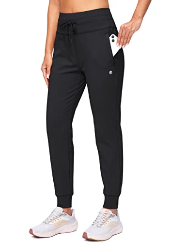 G Gradual Damen-Jogginghose mit Fleece-Futter, hohe Taille, wasserabweisend, Thermo-Winter-Sweathose, Laufen, Wandern, Taschen, Schwarz, Groß von G Gradual