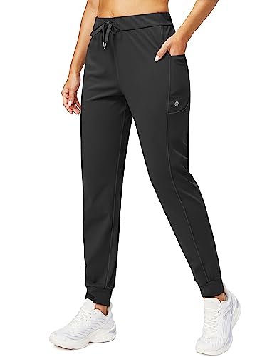 G Gradual Damen-Jogginghose mit Reißverschlusstaschen, Stretch, zulaufend, athletisch, Jogging, Workout, schwarz, M von G Gradual