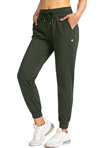 G Gradual Damen-Jogginghose mit Reißverschlusstaschen, hohe Taille, athletisch, konisch, Sweathose für Damen, Workout, Lounge, olivgrün, Mittel von G Gradual