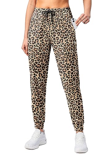 G Gradual Damen-Jogginghose mit Reißverschlusstaschen, konisch, Laufhose für Damen, Lounge, Joggen, Leopard, Groß von G Gradual