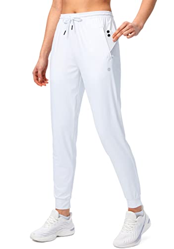 G Gradual Damen Jogginghose mit Reißverschlusstaschen, konisch zulaufende Jogginghose für Frauen Lounge, Jogging - Weiß - Mittel von G Gradual