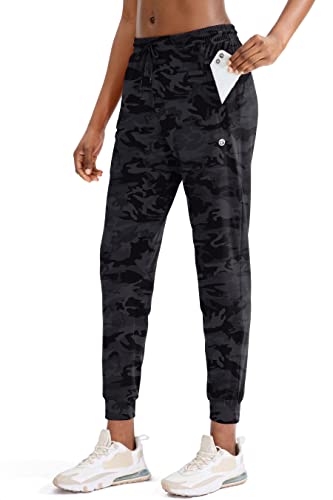 G Gradual Damen Jogginghose mit Reißverschlusstaschen Tapered Running Sweatpants für Frauen Lounge, Joggen, Grau, Camo, Groß von G Gradual