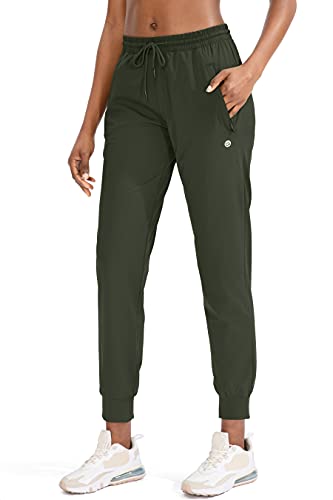 G Gradual Damen Jogginghose mit Reißverschlusstaschen Tapered Running Sweatpants für Frauen Lounge, Joggen, Olivgrün, M von G Gradual