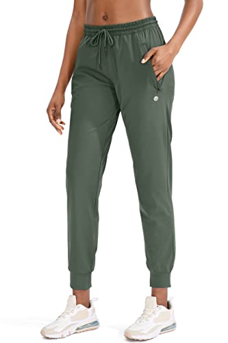 G Gradual Damen Jogginghose mit Reißverschlusstaschen Tapered Running Sweatpants für Frauen Lounge, Joggen, salbeigrün, Klein von G Gradual