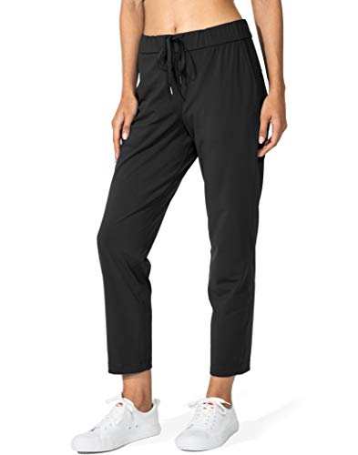 G Gradual Damenhose mit tiefen Taschen, 7/8-Stretch-Sweathose für Damen, athletisch, Golf, Lounge, Reisen, Arbeit, Schwarz, M von G Gradual