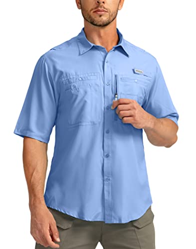 G Gradual Herren Angelshirt UPF 50+ Atmungsaktive Button-Down-Shirts für Männer, schnell trocknende Kurzarmshirts für lässiges Wandern, Segel, X-Groß von G Gradual
