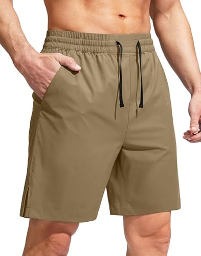 G Gradual Herren-Badehose, schnell trocknend, Badeanzug, Strand-Boardshorts für Herren, mit Reißverschlusstaschen und Netzfutter, Dunkles Khaki, M von G Gradual