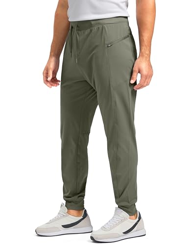 G Gradual Herren-Jogginghose mit Reißverschlusstaschen, Stretch, konisch, Trainingshose für Herren, Workout, Laufen, Fitnessstudio, Salbeigrün, Mittel von G Gradual