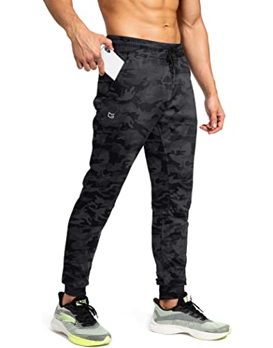 G Gradual Herren-Jogginghose mit Reißverschlusstaschen, athletische Hose, Trainingshose für Herren, Fußball, Laufen, Workout, Grau, Camo, Mittel von G Gradual