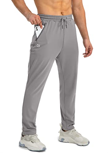 G Gradual Herren-Jogginghose mit Reißverschlusstaschen, konische Jogginghose für Herren, sportliche Hose für Workout, Joggen, Laufen, hellgrau, Mittel von G Gradual