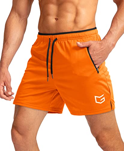 G Gradual Herren Laufshorts mit Reißverschlusstaschen, Orange, XX-Large von G Gradual