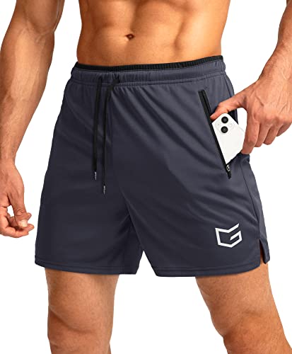 G Gradual Herren Laufshorts mit Reißverschlusstaschen, dunkelgrau, Mittel von G Gradual