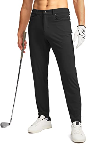 G Gradual Herren Stretch Golfhose mit 6 Taschen Slim Fit Kleid Hose für Herren Reisen Freizeit Arbeit, Schwarz, Mittel von G Gradual