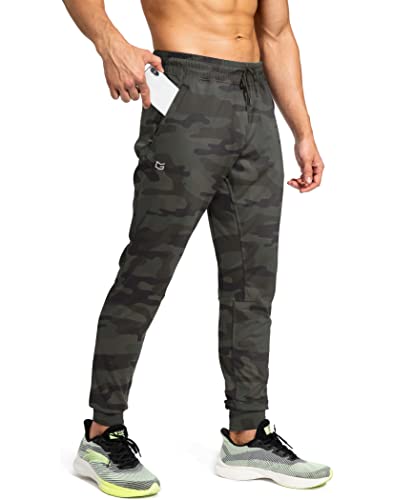 G Gradual Herren Sweatpants mit Reißverschlusstaschen, Athletic Pants, Trainingshose, Jogginghose für Männer, Fußball, Laufen, Workout, grün camo, X-Groß von G Gradual