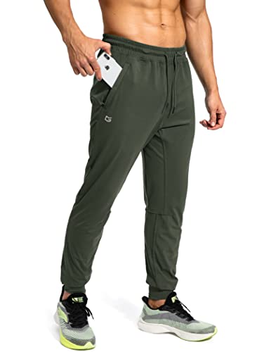 G Gradual Herren Sweatpants mit Reißverschlusstaschen Athletic Pants Traning Track Pants Jogger für Männer Fußball, Laufen, Workout - Gr�n - Groß von G Gradual