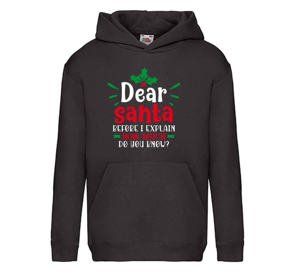 G-graphics Hoodie Dear Santa, before I explain, how much do you know? Kinder Hoodie / Kapuzenpullover mit schönem Winter- & Weihnachtsmotiv von G-graphics