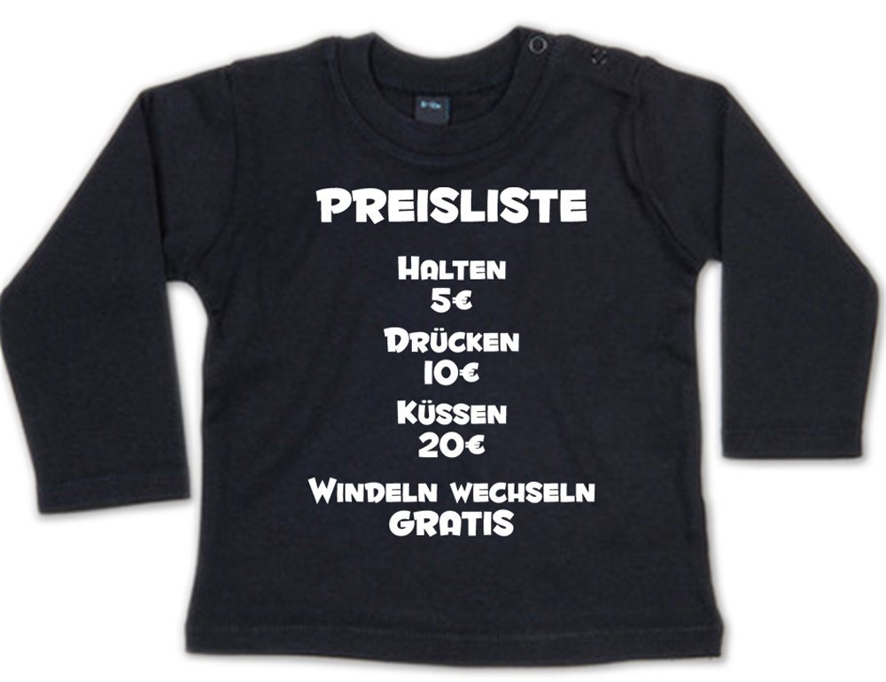 G-graphics Longsleeve Preisliste – Halten, Drücken, Küssen, Windeln wechseln Baby Sweater, Baby Longsleeve T, mit Spruch / Sprüche, mit Print / Aufdruck, Geschenk zu jedem Anlass von G-graphics