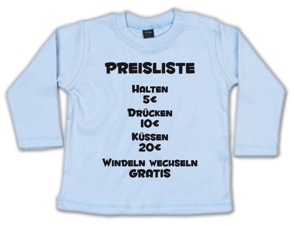 G-graphics Longsleeve Preisliste – Halten, Drücken, Küssen, Windeln wechseln Baby Sweater, Baby Longsleeve T, mit Spruch / Sprüche, mit Print / Aufdruck, Geschenk zu jedem Anlass von G-graphics