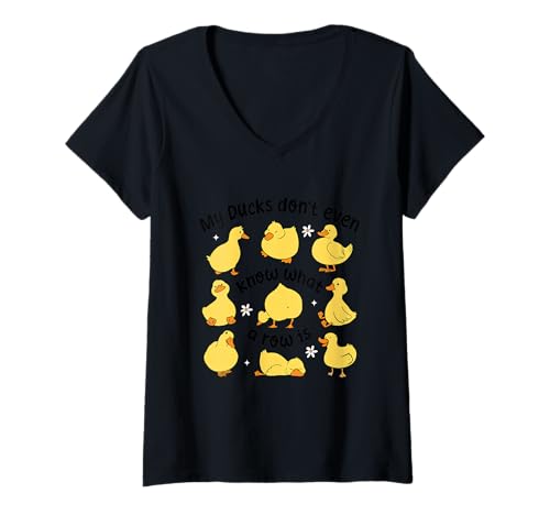Damen Enten in einer Reihe T-Shirt mit V-Ausschnitt Damen Enten in einer Reihe T-Shirt mit V-Ausschnitt von G Hall Marketing