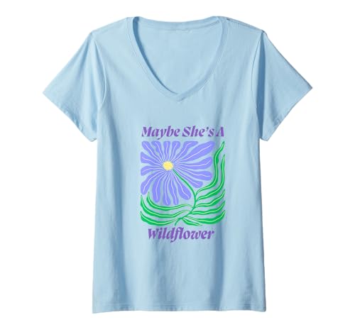 Damen Vielleicht ist sie eine Wildblume T-Shirt mit V-Ausschnitt Damen Vielleicht ist sie eine Wildblume T-Shirt mit V-Ausschnitt von G Hall Marketing
