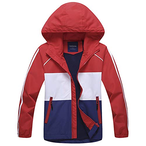 G-Kids Jungen Wasserdicht Jacke Übergangsjacke Regenjacke mit Fleecefütterung Kinder Warm Winddicht Atmungsaktiv Wanderjacke Softshelljacke Outdoorjacke - Rot - 110/116(Etikette:S) von amiyan