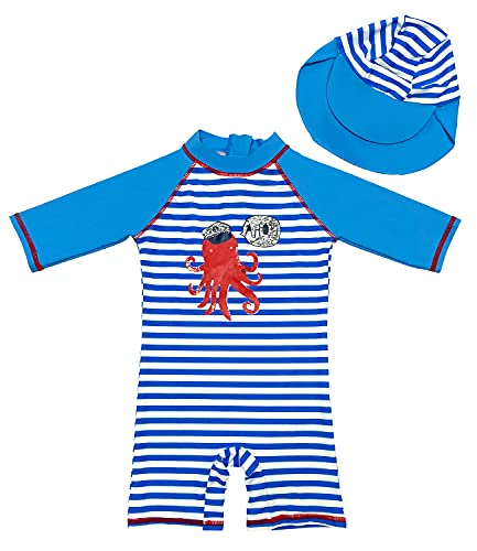 amiyan Kinder Jungen Badeanzug Bademode Einteiler UPF 50+ UV Schützend Schwimmanzug mit Sonnenhut, 98-104 (Etikette 8) von amiyan