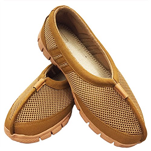 Chinesische Stoffschuhe Mönch Schuhe - Traditionelle Kampfkunst Kung Fu Tai Chi Shaolin Wushu Qigong Wing Chun Buddhisten Slipper Sneaker Netzstoff Weiche Sohle für Männer Frauen (43 EU, Gelb) von G-LIKE