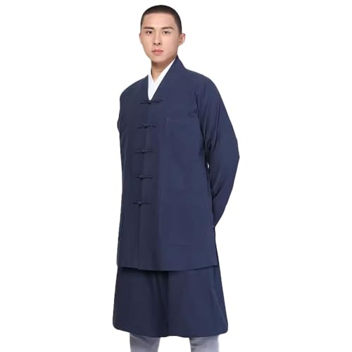 G-LIKE Buddist Mönch Uniform Kostüm - Chinesische Buddhistische Arhat Kleidung Kampfkunst Kung Fu Tai Chi Wushu Trainingsanzug Langarm Robe Jacke Hose Anzug für Männer Frauen – Baumwolle von G-LIKE