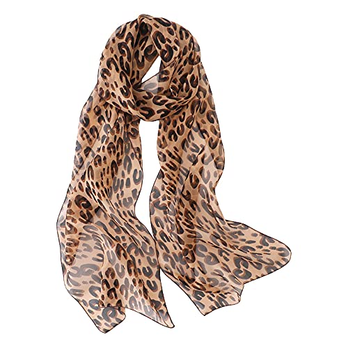 G-LIKE Damen Seidenschal Sommer Halstuch – Chinesische Luxuriöse 100% Echte Maulbeerseide Naturfaser Seidentuch Frühling Herbst Leichte Lange Schals Sonnenschutz Kopftuch – 180 x 30 cm (Leopard) von G-LIKE