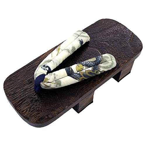 G-LIKE Japanische Clogs Sandalen Holzschuhe - Traditionelle Holzpantoffel Geta Sommerschuhe Pantoffel Cosplay Samurai Kimono Zubehör rutschfest Flip-Flops für Damen Herren - Holz (Weiß, Numeric_44) von G-LIKE