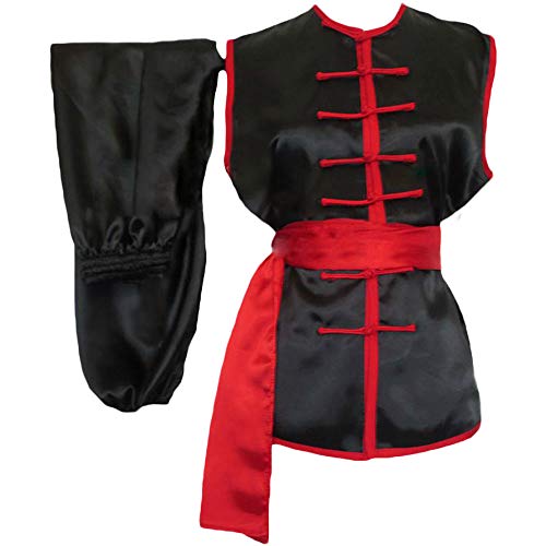 G-LIKE Kampfsport Kung Fu Uniform - Traditionelle Chinesische Kampfkunst Nanquan Tai Chi Qigong Wushu Sanda Karate Ärmellos Kleidung Trainingsanzug mit Gürtel für Männer Frauen Kinder (L) von G-LIKE