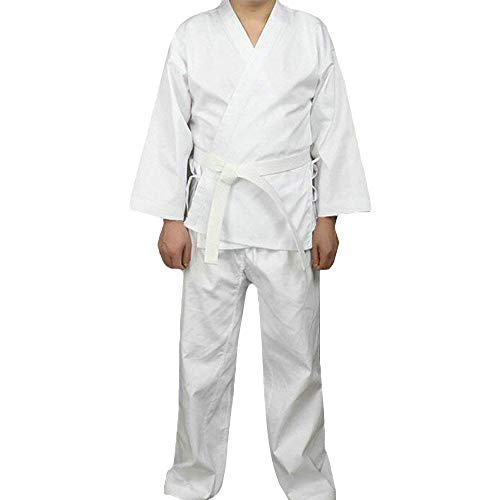 G-LIKE Karate Judo Anzug Kleidung - Kampfkunst Judogi Aikido Keikogi Jiu Jitsu Taekwondo Bando Kung Fu Outfit Training Uniform Kostüm Set Jacke Hose Freier Gürtel für Männer Frauen Kinder (110 cm) von G-LIKE