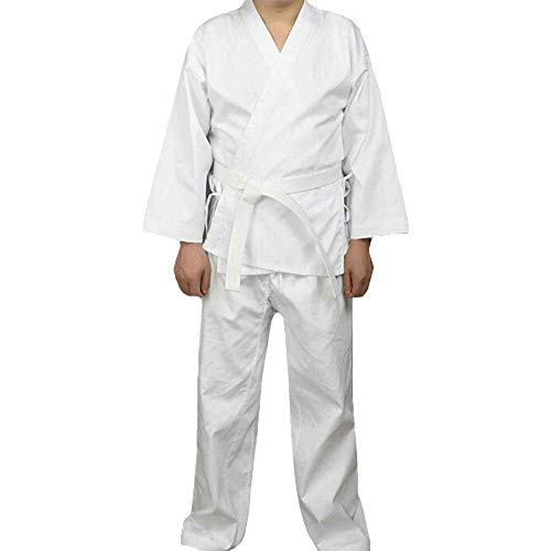 G-LIKE Karate Judo Anzug Kleidung - Kampfkunst Judogi Aikido Keikogi Jiu Jitsu Taekwondo Bando Kung Fu Outfit Training Uniform Kostüm Set Jacke Hose Freier Gürtel für Männer Frauen Kinder (160 cm) von G-LIKE