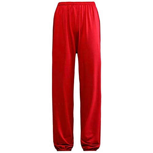 G-LIKE Kung Fu Training Hosen - Chinesische Kampfkunst Tai Chi Kung Fu Wing Chun Shaolin Yoga Knickerbocker Graziöse Lockere Weite Beine Trainingshosen Bloomers Unisex für Männer Frauen (Rot, XXL) von G-LIKE