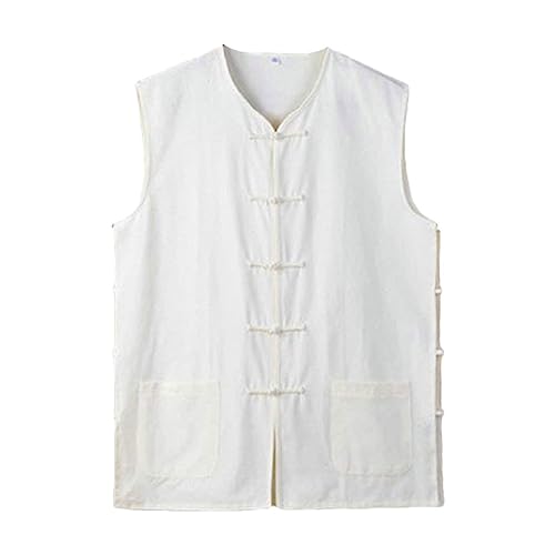 G-LIKE Sport Training Weste - Traditionelle Chinesische Handarbeit Tangzhuang Stil Kampfkunst Kung Fu Tai Chi Qi Gong Wushu Taekwondo Uniform Sporthemd Bekleidung für Männer Frauen (Weiβ, S) von G-LIKE