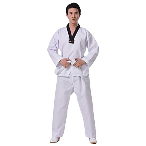 G-LIKE Taekwondo Anzug Uniform Outfit - Kampfsport Judo Gi Aikido Keikogi Karate Kung Fu Training Wettkampf Kleidung Jacke Hose Set Freier Gürtel für Männer Frauen Kinder (130 cm) von G-LIKE