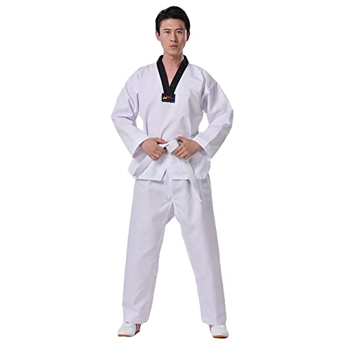 G-LIKE Taekwondo Anzug Uniform Outfit - Kampfsport Judo Gi Aikido Keikogi Karate Kung Fu Training Wettkampf Kleidung Jacke Hose Set Freier Gürtel für Männer Frauen Kinder (160 cm) von G-LIKE