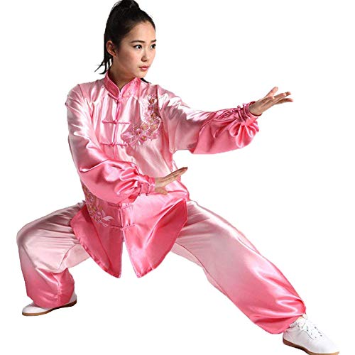 G-LIKE Tai-Chi Uniform Damen Anzug - Chinesische Kampfkunst Taiji Wushu Wing Chun Shaolin Kung Fu Training Kleidung Farbverlauf Farbübergang Lange Ärmel Set (Rosa, M) von G-LIKE