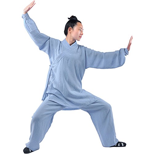 G-LIKE Tai Chi Uniform Kleidung - Qi Gong Kampfkunst Wing Chun Shaolin Kung Fu Training Dao Bekleidung - Hanf (Blau, S) von G-LIKE